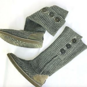 UGG Classic Cardy Boots Sz 9 Gray Knit Fashion